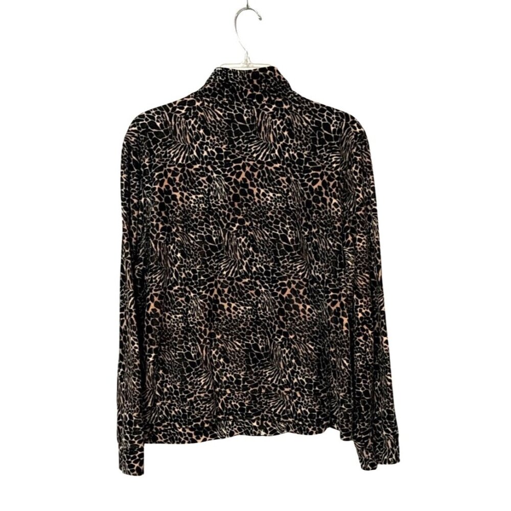 Kim Rogers Womens Leopard Print Long Sleeve zip-up jacket velour size L - Picture 3 of 5